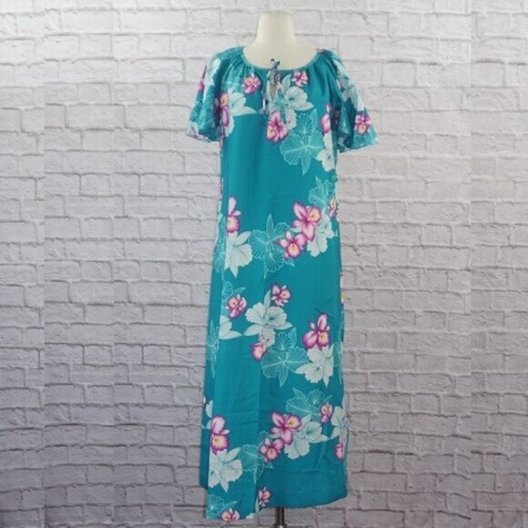 Vintage 70s Hawaiian Floral Maxi Dress - Picture 1 of 8